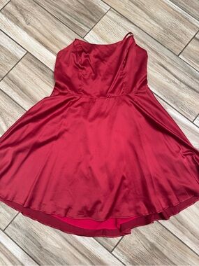 SHEIN Red Satin Midi Dress